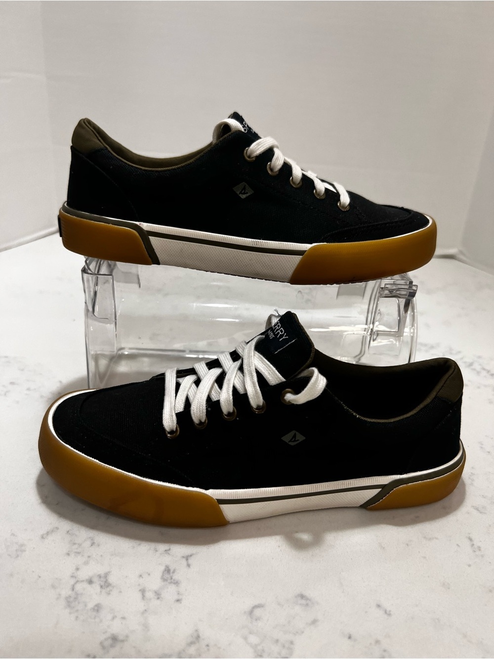 Sperry Men's Black Canvas Sneakers with Gum Sole